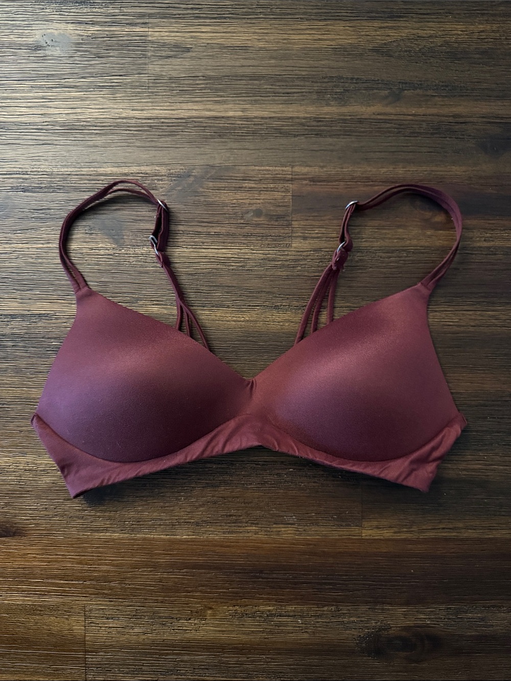 American Eagle Aerie Real Sunnie Wireless Push Up Bra Burgundy 36B